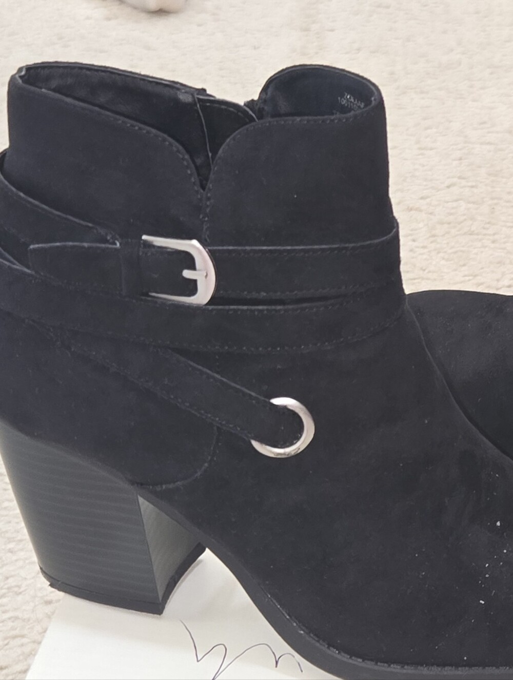 Style & Co. Black Suede Block Heel Ankle Boots